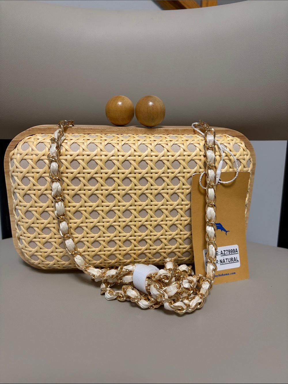 NWT Tommy Bahama Natural Cane Woven Crossbody Clutch AZ7999A - Picture 5 of 9